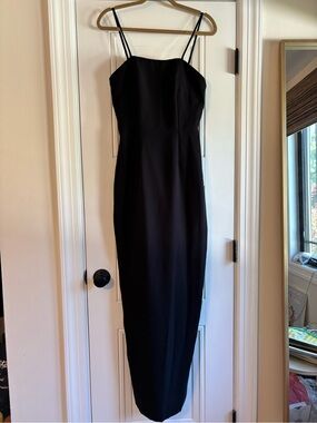 Wtoo Black Maxi Slip Dress with Spaghetti Straps